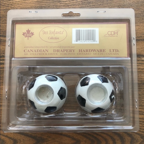 🎄 CDH soccer finials 2 in package white/black NIB - Picture 3 of 4